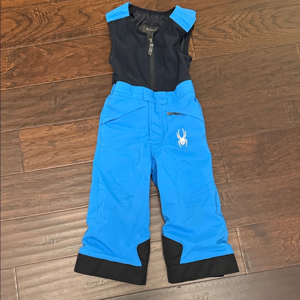 Spyder Kids Black and Blue Bib Overalls